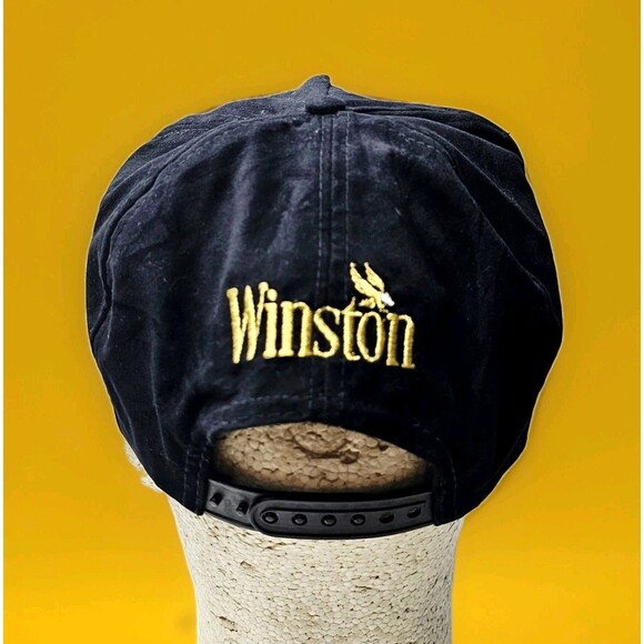 VTG Winston Hat Nascar Racing The Wrap Mens Snapback Plush Fabric Blk 90s EUC! - Picture 4 of 13